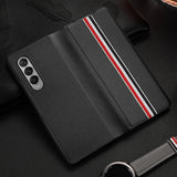 Carbon Fiber Texture Folding All Inclusive PU Shockproof Splicing Leather Case, For Samsung Galaxy Z Fold3 5G