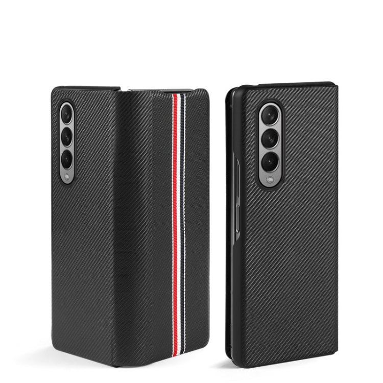 Carbon Fiber Texture Folding All Inclusive PU Shockproof Splicing Leather Case, For Samsung Galaxy Z Fold3 5G