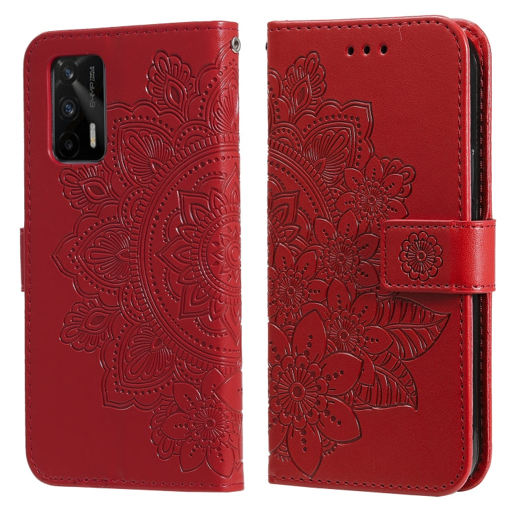 7-petal Flowers Embossing Pattern Horizontal Flip PU Leather Case with Holder & Card Slots & Wallet & Photo Frame, For Samsung Galaxy A03s (166.6mm), For OPPO Realme GT 5G