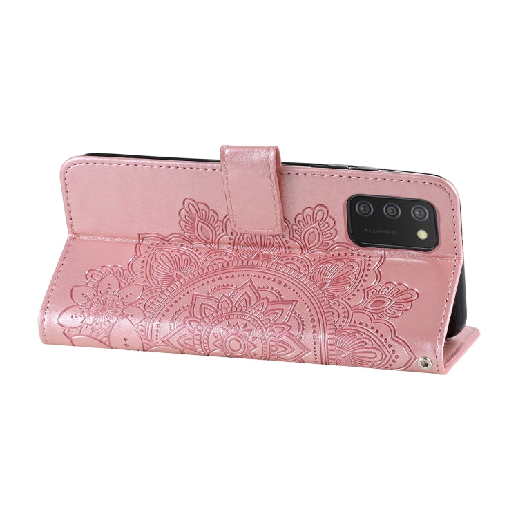 7-petal Flowers Embossing Pattern Horizontal Flip PU Leather Case with Holder & Card Slots & Wallet & Photo Frame, For Samsung Galaxy A03s (166.6mm), For OPPO Realme GT 5G