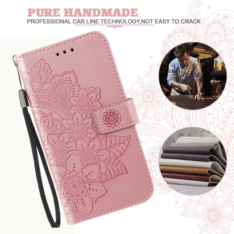7-petal Flowers Embossing Pattern Horizontal Flip PU Leather Case with Holder & Card Slots & Wallet & Photo Frame, For Samsung Galaxy A03s (166.6mm), For OPPO Realme GT 5G