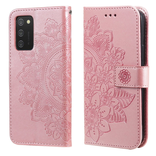 7-petal Flowers Embossing Pattern Horizontal Flip PU Leather Case with Holder & Card Slots & Wallet & Photo Frame, For Samsung Galaxy A03s (166.6mm), For OPPO Realme GT 5G