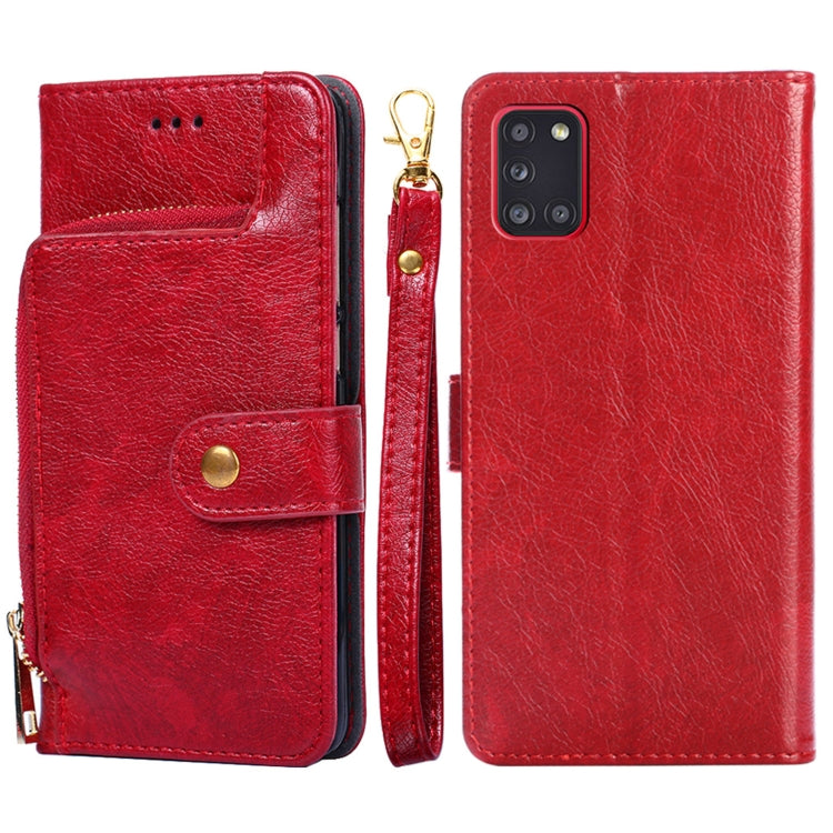 Zipper Bag PU + TPU Horizontal Flip Leather Case with Holder & Card Slot & Wallet & Lanyard, For Samsung Galaxy A11 EU Version, For Samsung Galaxy A12, For Samsung Galaxy A31 EU Version, For Samsung Galaxy A41 EU Version, For Samsung Galaxy A02��������...