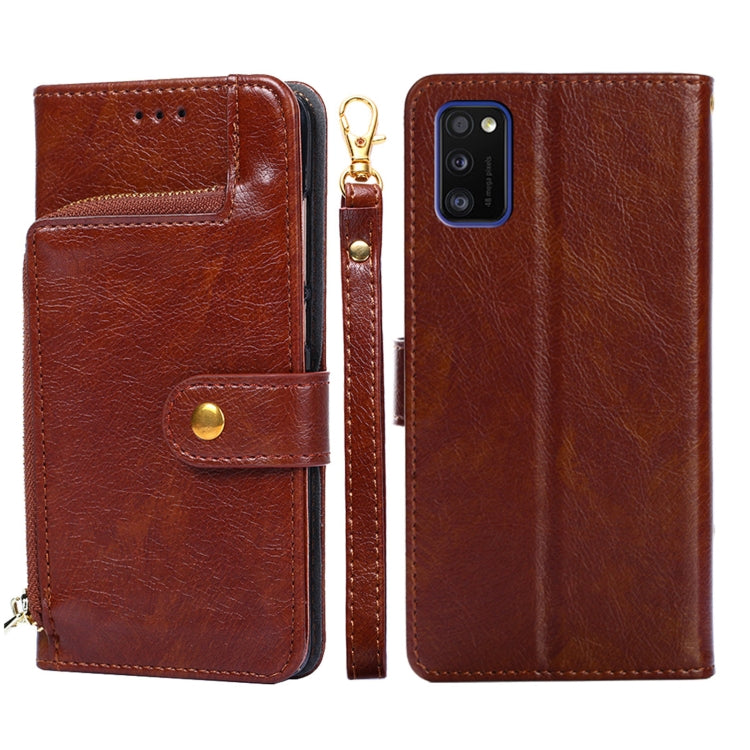 Zipper Bag PU + TPU Horizontal Flip Leather Case with Holder & Card Slot & Wallet & Lanyard, For Samsung Galaxy A11 EU Version, For Samsung Galaxy A12, For Samsung Galaxy A31 EU Version, For Samsung Galaxy A41 EU Version, For Samsung Galaxy A02��������...