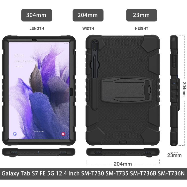 3-Layer Protection Screen Frame + PC + Silicone Shockproof Combination Case with Holder, For Samsung Galaxy Tab S7+/S7 FE 12.4 inch
