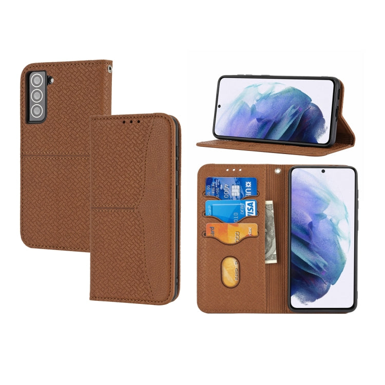 Woven Texture Stitching Magnetic Horizontal Flip PU Leather Case with Holder & Card Slots & Wallet & Lanyard, For Samsung Galaxy S21+ 5G, For Samsung Galaxy S21 Ultra 5G