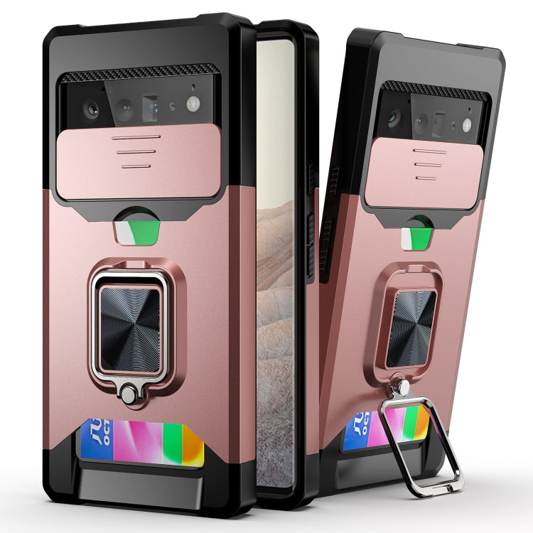 Sliding Camera Cover Design PC + TPU Shockproof Case with Ring Holder & Card Slot, For Google Pixel 6 Pro, For Samsung Galaxy A52, For Samsung Galaxy A72, For Samsung Galaxy S21, For Samsung Galaxy S21+, For Samsung Galaxy A12