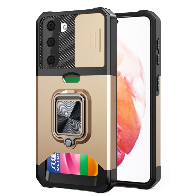 Sliding Camera Cover Design PC + TPU Shockproof Case with Ring Holder & Card Slot, For Google Pixel 6 Pro, For Samsung Galaxy A52, For Samsung Galaxy A72, For Samsung Galaxy S21, For Samsung Galaxy S21+, For Samsung Galaxy A12