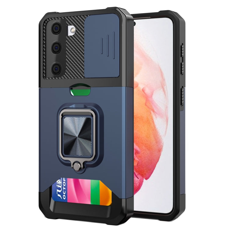 Sliding Camera Cover Design PC + TPU Shockproof Case with Ring Holder & Card Slot, For Google Pixel 6 Pro, For Samsung Galaxy A52, For Samsung Galaxy A72, For Samsung Galaxy S21, For Samsung Galaxy S21+, For Samsung Galaxy A12
