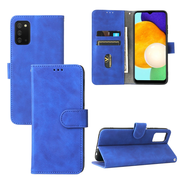 Solid Color Skin Feel Magnetic Buckle Horizontal Flip Calf Texture PU Leather Case with Holder & Card Slots & Wallet, For Samsung Galaxy A03s