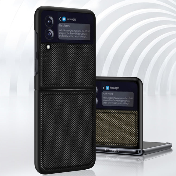 Solid Color Carbon Fiber Texture PU Shockproof Protective Case, For Samsung Galaxy Z Flip3 5G