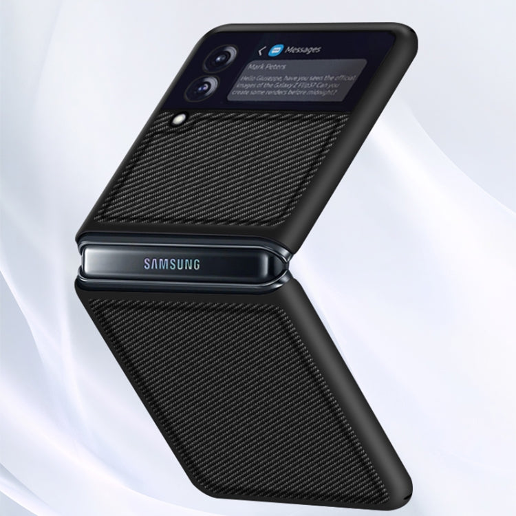 Solid Color Carbon Fiber Texture PU Shockproof Protective Case, For Samsung Galaxy Z Flip3 5G