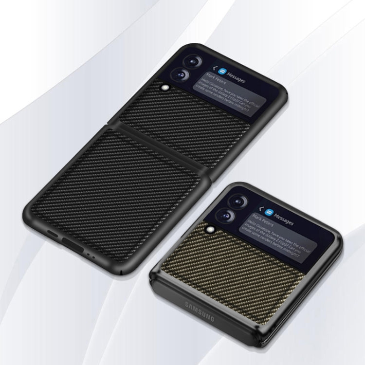 Solid Color Carbon Fiber Texture PU Shockproof Protective Case, For Samsung Galaxy Z Flip3 5G