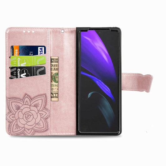Butterfly Love Flowers Embossed Horizontal Flip Leather Case with Holder & Card Slots & Wallet & Lanyard, For Samsung Galaxy Z Fold3 5G