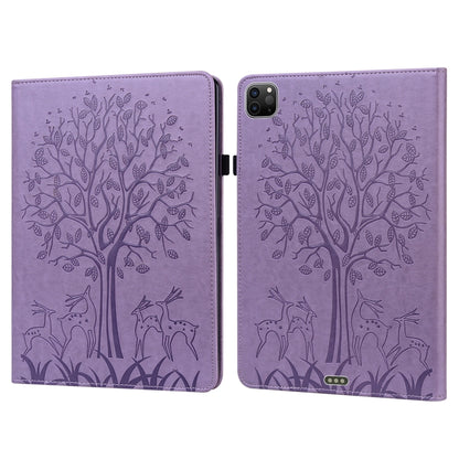 Tree & Deer Pattern Pressed Printing Horizontal Flip PU Leather Case with Holder & Card Slots & Sleep / Wake-up Function, For iPad Air 2020 / Pro 11 2020, For iPad Pro 10.5 2017 / 10.2 2019, For iPad 9.7 2018/2017/Air 2/Air, For iPad mini 5/4/3/2/1����...