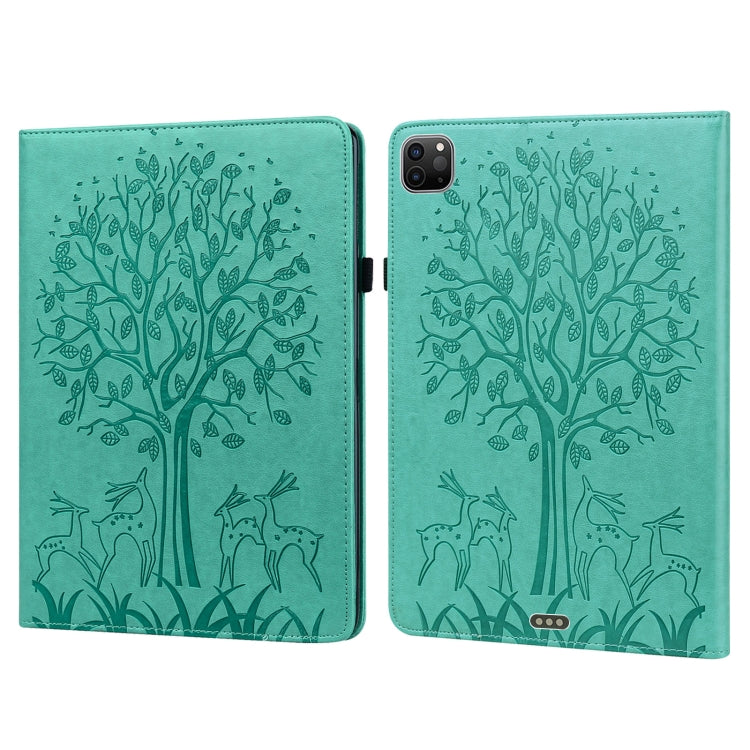 Tree & Deer Pattern Pressed Printing Horizontal Flip PU Leather Case with Holder & Card Slots & Sleep / Wake-up Function, For iPad Air 2020 / Pro 11 2020, For iPad Pro 10.5 2017 / 10.2 2019, For iPad 9.7 2018/2017/Air 2/Air, For iPad mini 5/4/3/2/1����...