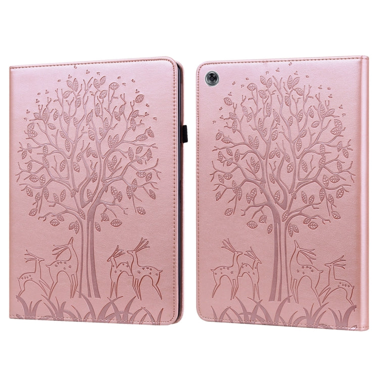 Tree & Deer Pattern Pressed Printing Horizontal Flip PU Leather Case with Holder & Card Slots, For Huawei MediaPad M5 lite, For Huawei MatePad Pro 10.8 2021, For Huawei MatePad 11 2021, For Huawei MediaPad T3 10, For Huawei MediaPad T5�����������������...