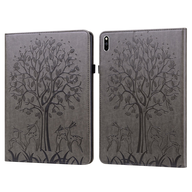 Tree & Deer Pattern Pressed Printing Horizontal Flip PU Leather Case with Holder & Card Slots, For Huawei MediaPad M5 lite, For Huawei MatePad Pro 10.8 2021, For Huawei MatePad 11 2021, For Huawei MediaPad T3 10, For Huawei MediaPad T5�����������������...