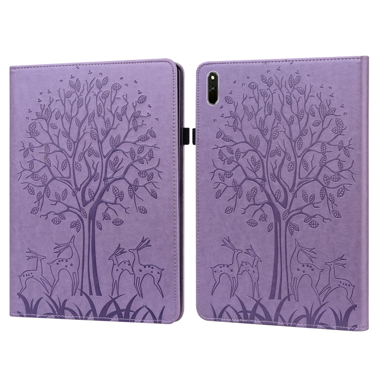 Tree & Deer Pattern Pressed Printing Horizontal Flip PU Leather Case with Holder & Card Slots, For Huawei MediaPad M5 lite, For Huawei MatePad Pro 10.8 2021, For Huawei MatePad 11 2021, For Huawei MediaPad T3 10, For Huawei MediaPad T5�����������������...