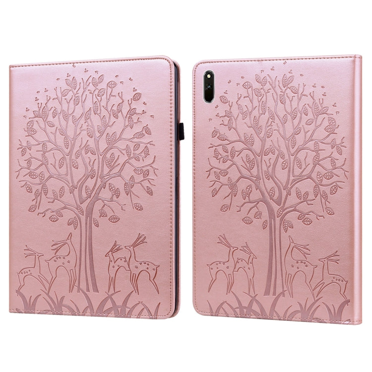 Tree & Deer Pattern Pressed Printing Horizontal Flip PU Leather Case with Holder & Card Slots, For Huawei MediaPad M5 lite, For Huawei MatePad Pro 10.8 2021, For Huawei MatePad 11 2021, For Huawei MediaPad T3 10, For Huawei MediaPad T5�����������������...
