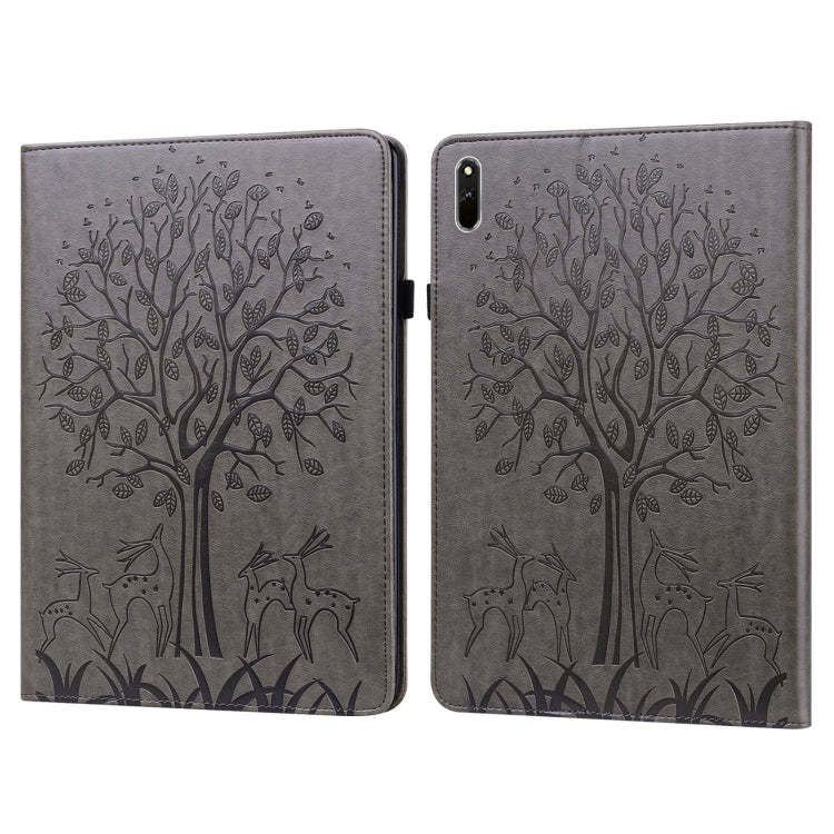 Tree & Deer Pattern Pressed Printing Horizontal Flip PU Leather Case with Holder & Card Slots, For Huawei MediaPad M5 lite, For Huawei MatePad Pro 10.8 2021, For Huawei MatePad 11 2021, For Huawei MediaPad T3 10, For Huawei MediaPad T5�����������������...