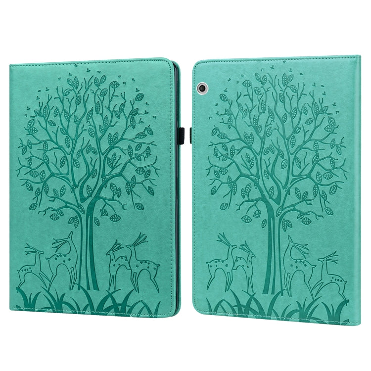 Tree & Deer Pattern Pressed Printing Horizontal Flip PU Leather Case with Holder & Card Slots, For Huawei MediaPad M5 lite, For Huawei MatePad Pro 10.8 2021, For Huawei MatePad 11 2021, For Huawei MediaPad T3 10, For Huawei MediaPad T5�����������������...