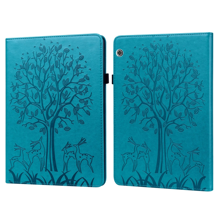 Tree & Deer Pattern Pressed Printing Horizontal Flip PU Leather Case with Holder & Card Slots, For Huawei MediaPad M5 lite, For Huawei MatePad Pro 10.8 2021, For Huawei MatePad 11 2021, For Huawei MediaPad T3 10, For Huawei MediaPad T5�����������������...
