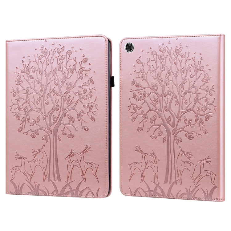 Tree & Deer Pattern Pressed Printing Horizontal Flip PU Leather Case with Holder & Card Slots, For Huawei MediaPad M5 lite, For Huawei MatePad Pro 10.8 2021, For Huawei MatePad 11 2021, For Huawei MediaPad T3 10, For Huawei MediaPad T5�����������������...