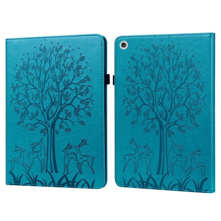 Tree & Deer Pattern Pressed Printing Horizontal Flip PU Leather Case with Holder & Card Slots, For Huawei MediaPad M5 lite, For Huawei MatePad Pro 10.8 2021, For Huawei MatePad 11 2021, For Huawei MediaPad T3 10, For Huawei MediaPad T5�����������������...