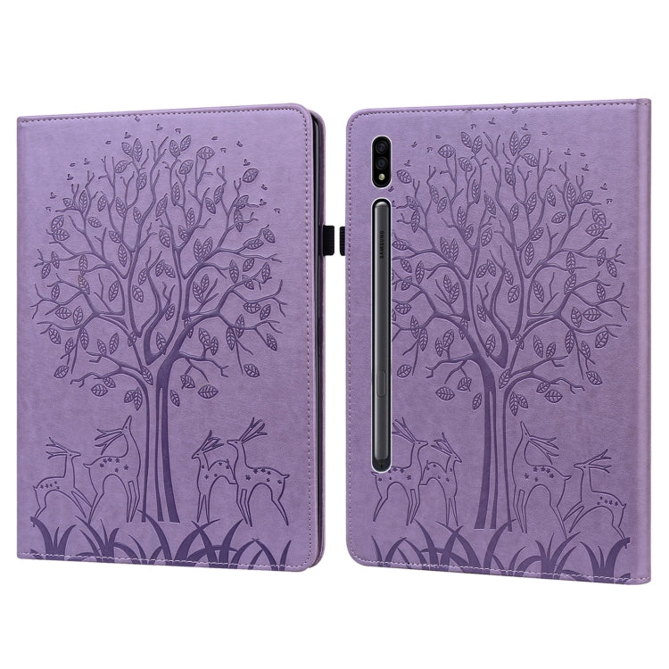 Tree & Deer Pattern Pressed Printing Horizontal Flip PU Leather Case with Holder & Card Slots, For Lenovo Tab M10 HD Gen 2, For Samsung Galaxy Tab A 10.1 2019, For Samsung Galaxy Tab A 10.1 2016, For Samsung Galaxy Tab S2 9.7���������������������������...