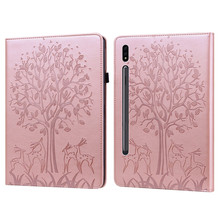Tree & Deer Pattern Pressed Printing Horizontal Flip PU Leather Case with Holder & Card Slots, For Lenovo Tab M10 HD Gen 2, For Samsung Galaxy Tab A 10.1 2019, For Samsung Galaxy Tab A 10.1 2016, For Samsung Galaxy Tab S2 9.7���������������������������...