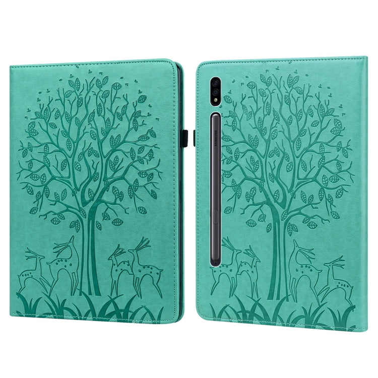 Tree & Deer Pattern Pressed Printing Horizontal Flip PU Leather Case with Holder & Card Slots, For Lenovo Tab M10 HD Gen 2, For Samsung Galaxy Tab A 10.1 2019, For Samsung Galaxy Tab A 10.1 2016, For Samsung Galaxy Tab S2 9.7���������������������������...