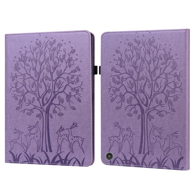 Tree & Deer Pattern Pressed Printing Horizontal Flip PU Leather Case with Holder & Card Slots, For Lenovo Tab M10 HD Gen 2, For Samsung Galaxy Tab A 10.1 2019, For Samsung Galaxy Tab A 10.1 2016, For Samsung Galaxy Tab S2 9.7���������������������������...