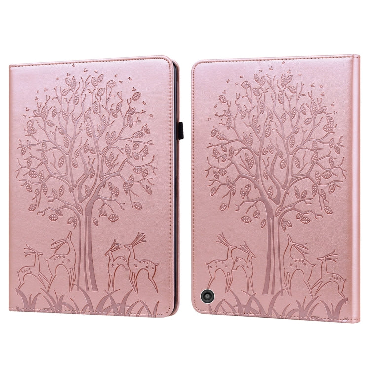Tree & Deer Pattern Pressed Printing Horizontal Flip PU Leather Case with Holder & Card Slots, For Lenovo Tab M10 HD Gen 2, For Samsung Galaxy Tab A 10.1 2019, For Samsung Galaxy Tab A 10.1 2016, For Samsung Galaxy Tab S2 9.7���������������������������...