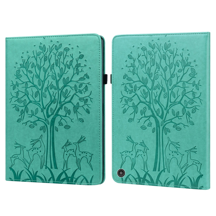 Tree & Deer Pattern Pressed Printing Horizontal Flip PU Leather Case with Holder & Card Slots, For Lenovo Tab M10 HD Gen 2, For Samsung Galaxy Tab A 10.1 2019, For Samsung Galaxy Tab A 10.1 2016, For Samsung Galaxy Tab S2 9.7���������������������������...