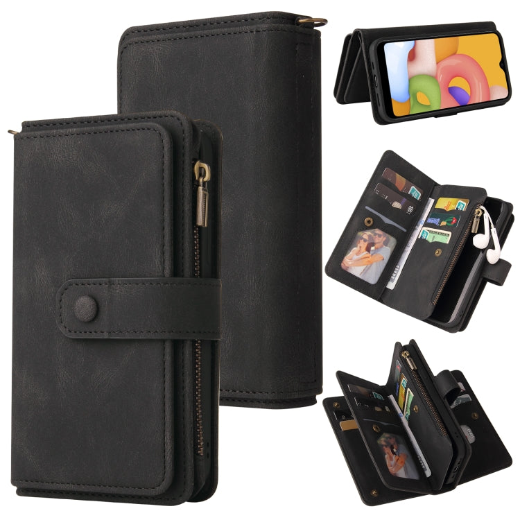 Skin Feel PU + TPU Horizontal Flip Leather Case with Holder & 15 Cards Slot & Wallet & Zipper Pocket & Lanyard, For Samsung Galaxy A01, For Samsung Galaxy A02 EU Version, For Samsung Galaxy A02s, For Samsung Galaxy A03s, For Samsung Galaxy A12 5G������...