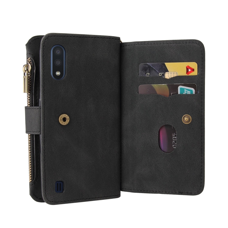 Skin Feel PU + TPU Horizontal Flip Leather Case with Holder & 15 Cards Slot & Wallet & Zipper Pocket & Lanyard, For Samsung Galaxy A01, For Samsung Galaxy A02 EU Version, For Samsung Galaxy A02s, For Samsung Galaxy A03s, For Samsung Galaxy A12 5G������...
