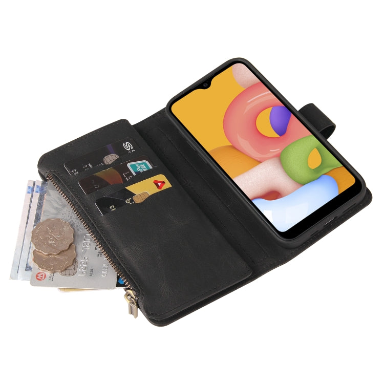 Skin Feel PU + TPU Horizontal Flip Leather Case with Holder & 15 Cards Slot & Wallet & Zipper Pocket & Lanyard, For Samsung Galaxy A01, For Samsung Galaxy A02 EU Version, For Samsung Galaxy A02s, For Samsung Galaxy A03s, For Samsung Galaxy A12 5G������...