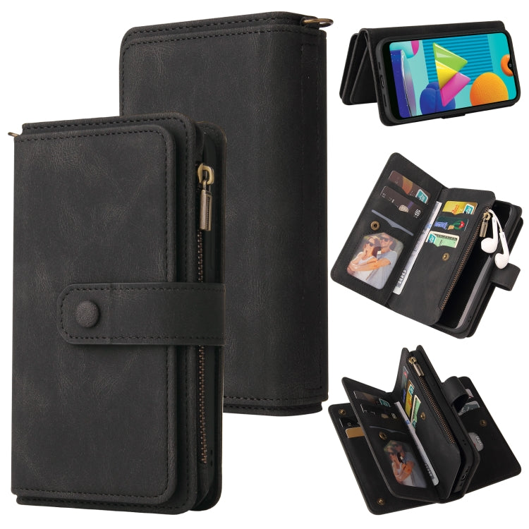 Skin Feel PU + TPU Horizontal Flip Leather Case with Holder & 15 Cards Slot & Wallet & Zipper Pocket & Lanyard, For Samsung Galaxy A01, For Samsung Galaxy A02 EU Version, For Samsung Galaxy A02s, For Samsung Galaxy A03s, For Samsung Galaxy A12 5G������...