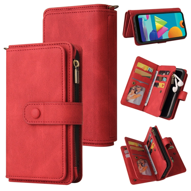 Skin Feel PU + TPU Horizontal Flip Leather Case with Holder & 15 Cards Slot & Wallet & Zipper Pocket & Lanyard, For Samsung Galaxy A01, For Samsung Galaxy A02 EU Version, For Samsung Galaxy A02s, For Samsung Galaxy A03s, For Samsung Galaxy A12 5G������...