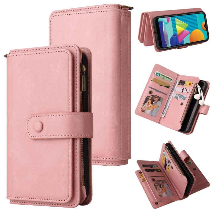 Skin Feel PU + TPU Horizontal Flip Leather Case with Holder & 15 Cards Slot & Wallet & Zipper Pocket & Lanyard, For Samsung Galaxy A01, For Samsung Galaxy A02 EU Version, For Samsung Galaxy A02s, For Samsung Galaxy A03s, For Samsung Galaxy A12 5G������...