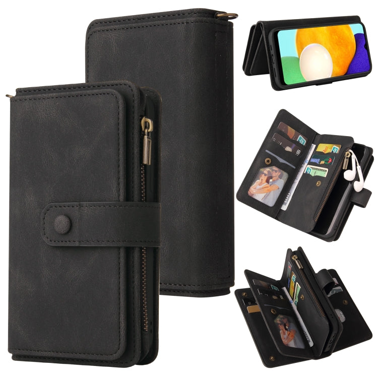 Skin Feel PU + TPU Horizontal Flip Leather Case with Holder & 15 Cards Slot & Wallet & Zipper Pocket & Lanyard, For Samsung Galaxy A01, For Samsung Galaxy A02 EU Version, For Samsung Galaxy A02s, For Samsung Galaxy A03s, For Samsung Galaxy A12 5G������...