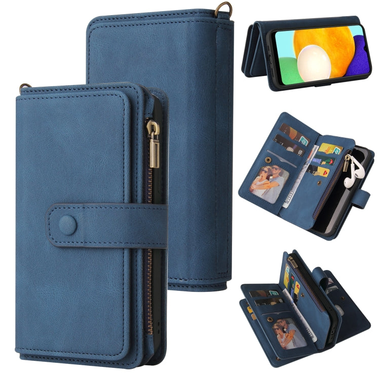Skin Feel PU + TPU Horizontal Flip Leather Case with Holder & 15 Cards Slot & Wallet & Zipper Pocket & Lanyard, For Samsung Galaxy A01, For Samsung Galaxy A02 EU Version, For Samsung Galaxy A02s, For Samsung Galaxy A03s, For Samsung Galaxy A12 5G������...