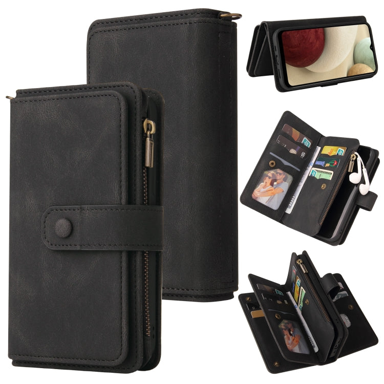 Skin Feel PU + TPU Horizontal Flip Leather Case with Holder & 15 Cards Slot & Wallet & Zipper Pocket & Lanyard, For Samsung Galaxy A01, For Samsung Galaxy A02 EU Version, For Samsung Galaxy A02s, For Samsung Galaxy A03s, For Samsung Galaxy A12 5G������...