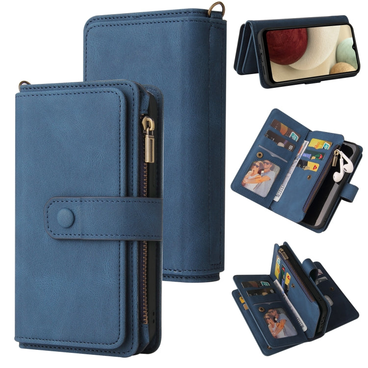 Skin Feel PU + TPU Horizontal Flip Leather Case with Holder & 15 Cards Slot & Wallet & Zipper Pocket & Lanyard, For Samsung Galaxy A01, For Samsung Galaxy A02 EU Version, For Samsung Galaxy A02s, For Samsung Galaxy A03s, For Samsung Galaxy A12 5G������...