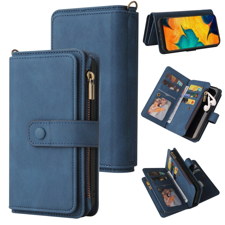 Skin Feel PU + TPU Horizontal Flip Leather Case with Holder & 15 Cards Slot & Wallet & Zipper Pocket & Lanyard, For Samsung Galaxy A01, For Samsung Galaxy A02 EU Version, For Samsung Galaxy A02s, For Samsung Galaxy A03s, For Samsung Galaxy A12 5G������...