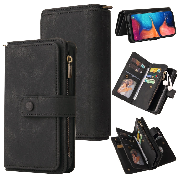 Skin Feel PU + TPU Horizontal Flip Leather Case with Holder & 15 Cards Slot & Wallet & Zipper Pocket & Lanyard, For Samsung Galaxy A01, For Samsung Galaxy A02 EU Version, For Samsung Galaxy A02s, For Samsung Galaxy A03s, For Samsung Galaxy A12 5G������...