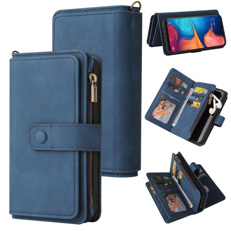 Skin Feel PU + TPU Horizontal Flip Leather Case with Holder & 15 Cards Slot & Wallet & Zipper Pocket & Lanyard, For Samsung Galaxy A01, For Samsung Galaxy A02 EU Version, For Samsung Galaxy A02s, For Samsung Galaxy A03s, For Samsung Galaxy A12 5G������...