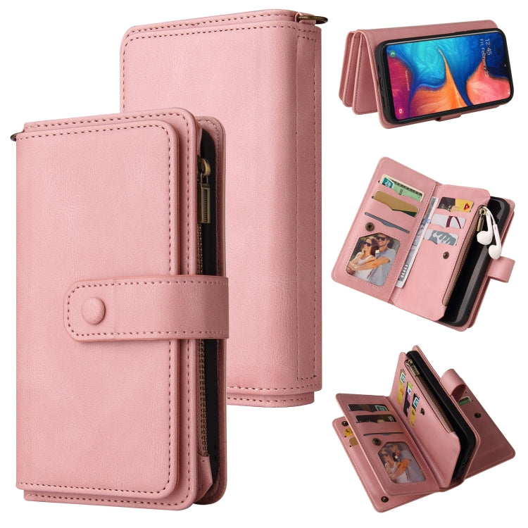 Skin Feel PU + TPU Horizontal Flip Leather Case with Holder & 15 Cards Slot & Wallet & Zipper Pocket & Lanyard, For Samsung Galaxy A01, For Samsung Galaxy A02 EU Version, For Samsung Galaxy A02s, For Samsung Galaxy A03s, For Samsung Galaxy A12 5G������...