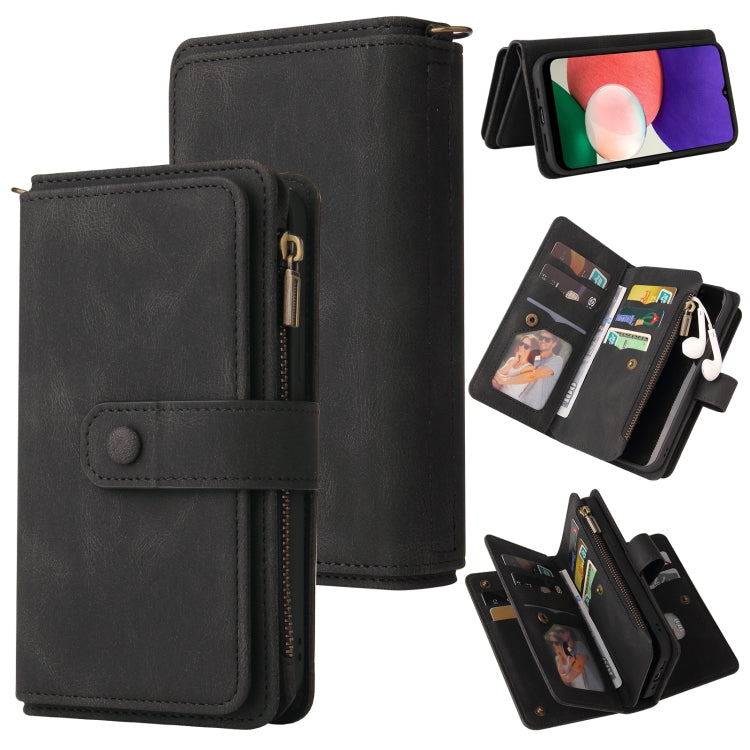 Skin Feel PU + TPU Horizontal Flip Leather Case with Holder & 15 Cards Slot & Wallet & Zipper Pocket & Lanyard, For Samsung Galaxy A01, For Samsung Galaxy A02 EU Version, For Samsung Galaxy A02s, For Samsung Galaxy A03s, For Samsung Galaxy A12 5G������...